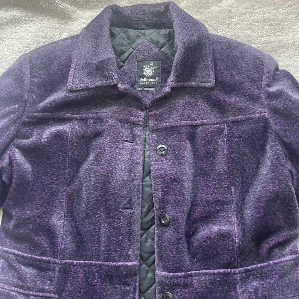 Vintage 1990s purple leopard faux fur coat